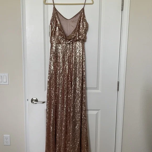 Jenny Yoo Size 10 Rose Gold Sequin Dress - Picture 4 of 7